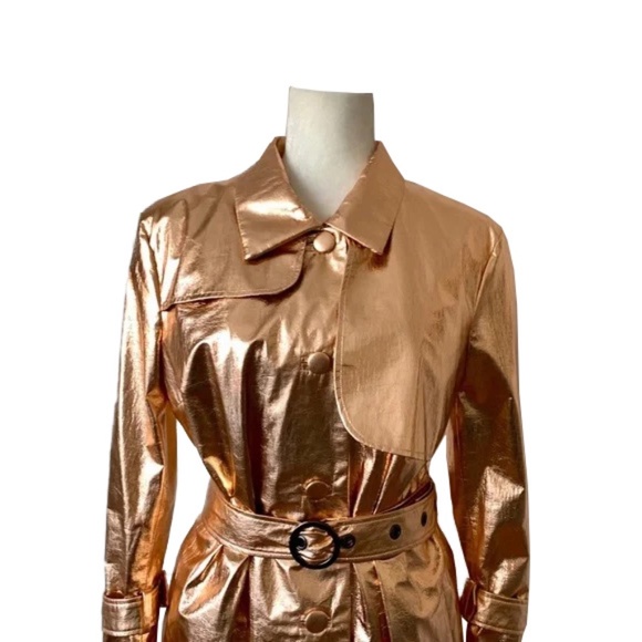 OSMAN FRALIA METALLIC ROSE GOLD TRENCH COAT NWT!! - Picture 6 of 10